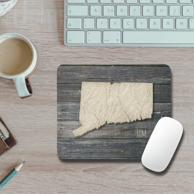 Tapis de souris de contour de l'État du Connecticu (Personlize your office with this Connecticut mousepad!)