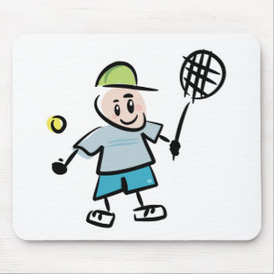 Tapis de souris de dessin animé de tennis