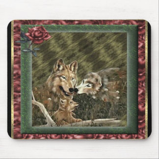 Tapis de souris de famille de loup