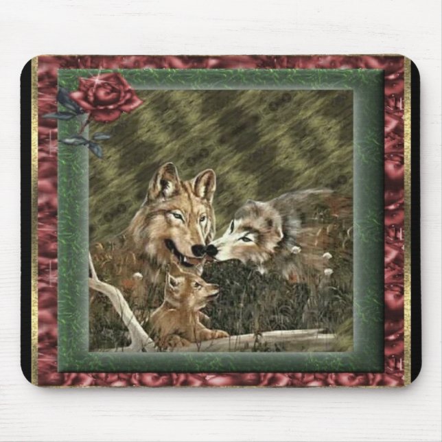 Tapis de souris de famille de loup (Devant)
