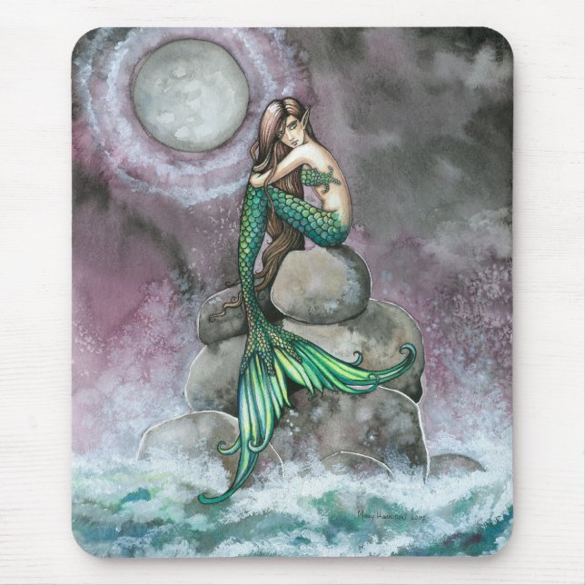 Tapis de souris de fantasy Sirène Émeraude (Devant)