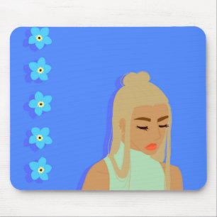 Tapis de souris de fille de myosotis
