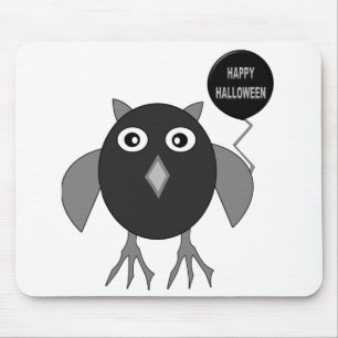 Tapis de souris de hibou de fête Halloween effraya