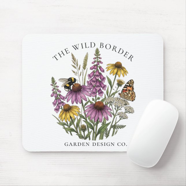 Tapis de souris de jardin papillon botanique polli (Avec souris)