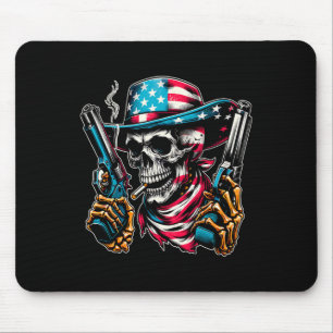 Tapis De Souris De Juillet Patriotique Usa Skeleton Skeleton Us Am
