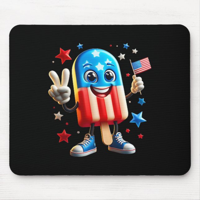 Tapis De Souris De Juillet Popsicle Drapeau Américain Front Patrio (Devant)