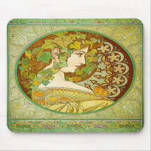 Tapis de souris de laurier d'Alphonse Mucha