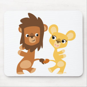 Tapis de souris de lion et lionne de dessin animé
