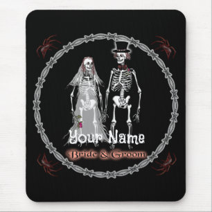 Tapis de souris de mariage de squelette gothique
