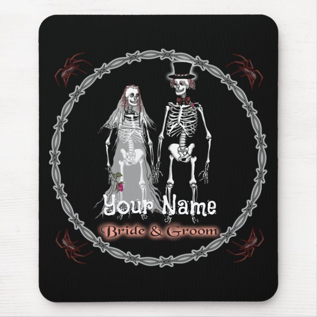 Tapis de souris de mariage de squelette gothique (Devant)