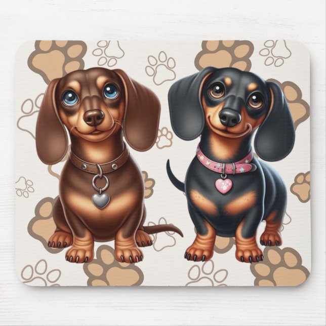Tapis De Souris De mignons amis dachshund (Devant)