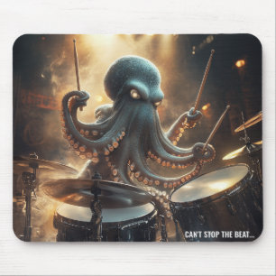 Tapis de souris de musique rock avec un poulpe bat