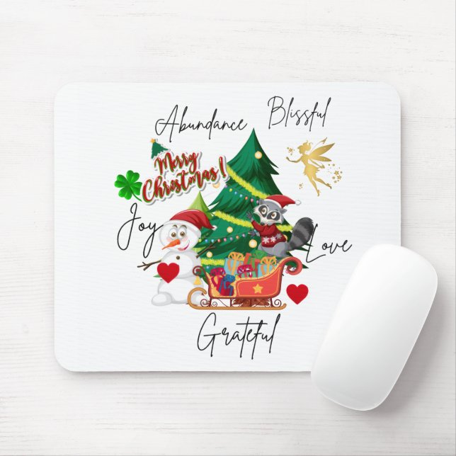 Tapis de souris de Noël joyeux | Cadeau de bureau  (Avec souris)
