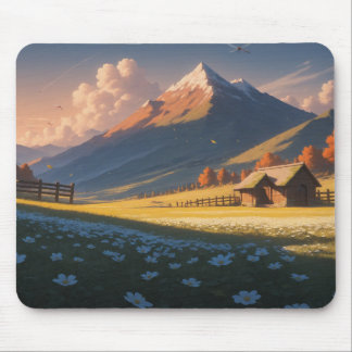 Tapis de souris de paysage de montagne ergonomique
