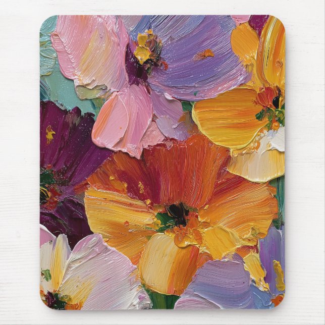 Tapis de souris de peinture florale vibrante Impas (Devant)
