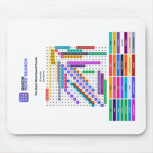 Tapis de souris de puzzle de recherche de mots rap (Devant)