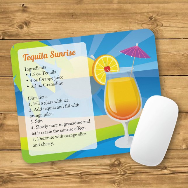 Tapis de souris de recette de Tequila Sunrise (Créateur téléchargé)