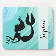 Tapis de souris de silhouette de sirène de