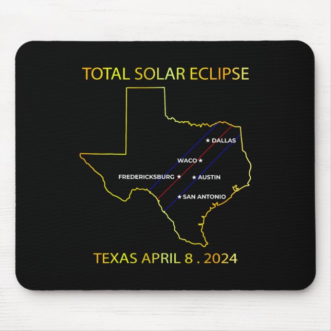 Tapis De Souris De Solar Eclipse 2024 Interactive Map Texas Eclips (Devant)