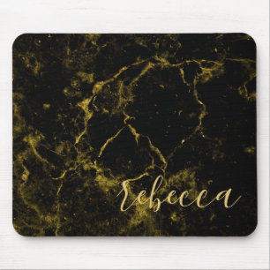 Tapis de souris de style granit marbré noir et or