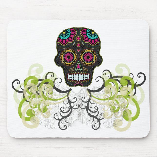 Tapis de souris de tatouage de crâne de sucre (Devant)
