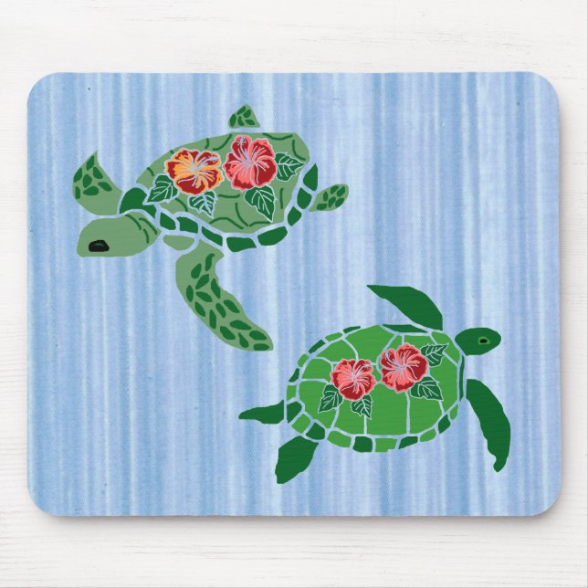 Tapis de souris de tortue de mer de fleur de (Devant)