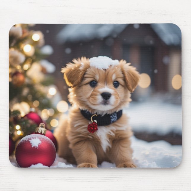 Tapis de souris de vacances adorable pour chiots (Devant)