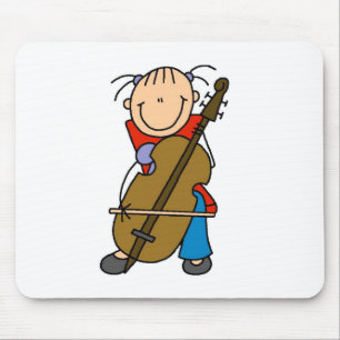Tapis de souris de violoncelle en bonhomme allumet