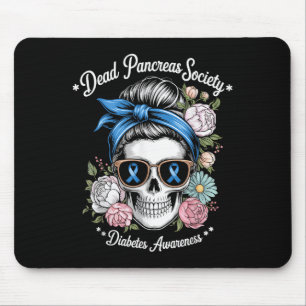 Tapis De Souris Dead Pancreas Society Chemise Floral Crâne Diabète