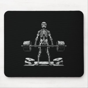 Tapis De Souris Deadlift Skeleton Halloween Gym plaisanteries Weig
