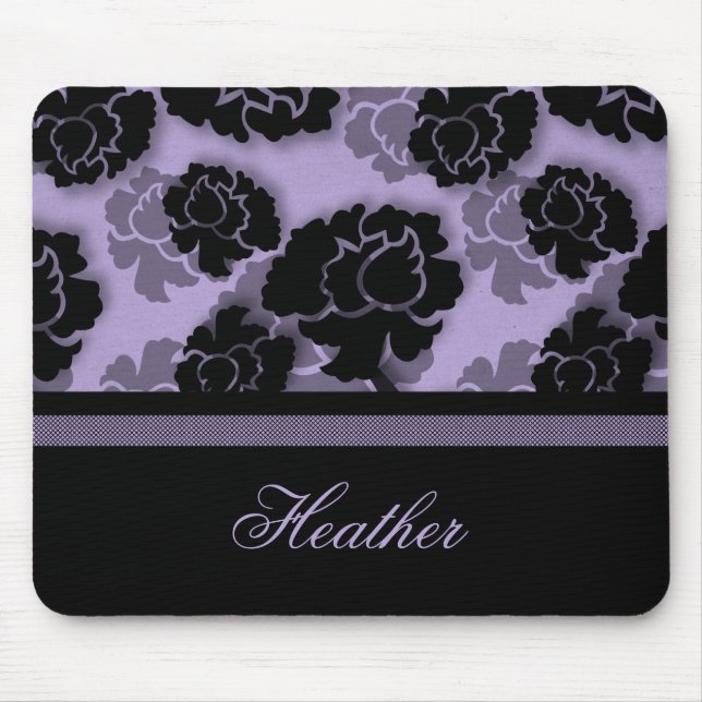 Tapis De Souris Décadence florale grungy Mousepad, Lavande (Devant)