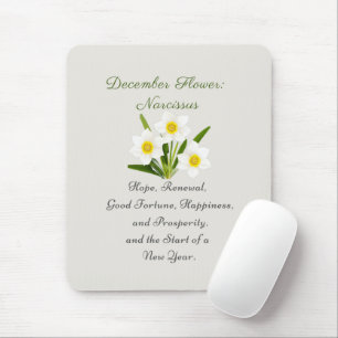 Tapis De Souris Décembre Mois de naissance Fleur Narcisse Élégant