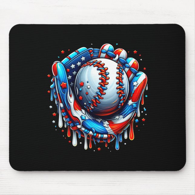 Tapis De Souris Déchets De Baseball Crème De Glace Sprinkles Gant  (Devant)