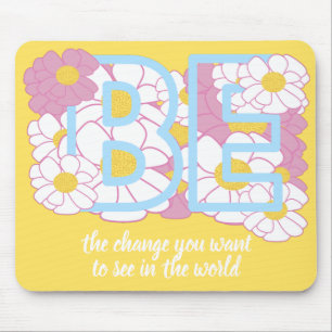 TAPIS DE SOURIS DÉCLENCHER INSPIRATIONNEL EN DISANT JAUNE AVEC FLE