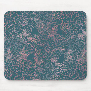Tapis De Souris Décor de corail floral de luxe traits doodles desi