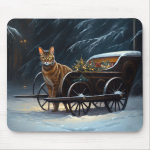 Tapis De Souris Décor de Noël Abyssinian Snowy Sleigh Ride