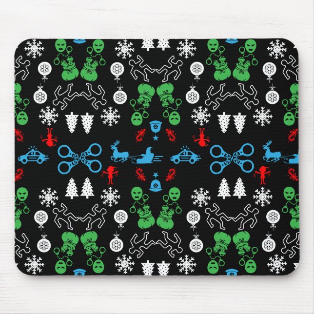 Tapis De Souris Décor de Noël de la police (Devant)