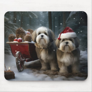 Tapis De Souris Décor de Noël Malti tzu Snowy Sleigh