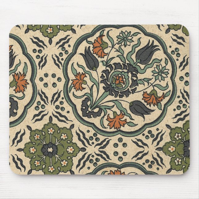 Tapis De Souris Décor Floral Perse Carrelage (Devant)