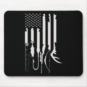 Tapis De Souris Décor Thème Drapeau Américain Usa Chasse Pêche