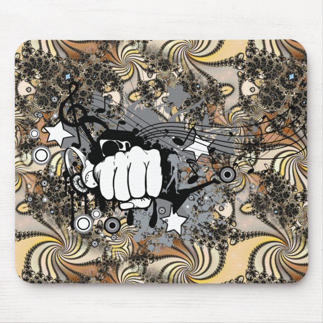 Tapis De Souris Décoration avec image fractale et poing (Devant)
