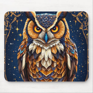 Tapis De Souris 🦉 Décoration de bureau de hibou géométrique pour