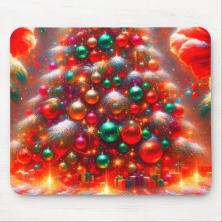 Tapis De Souris Décorations de sapin de Noël en vert rouge + jaune
