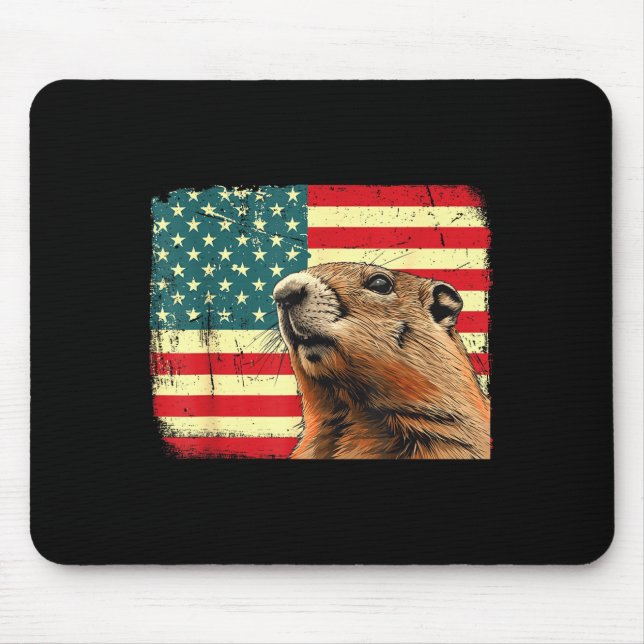 Tapis De Souris Décorations Jour de la marmotte 2025 Drapeau améri (Devant)