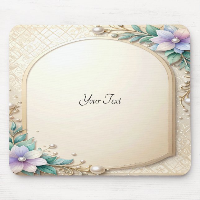Tapis De Souris Decorative Floral Frame with Pearls Mousepad (Devant)