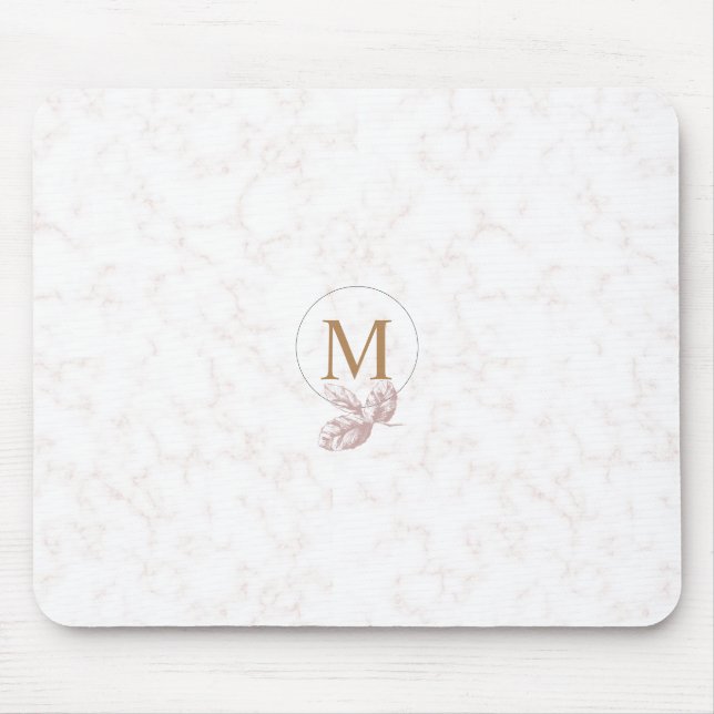 Tapis De Souris Décoré d'un monogramme en lettres marbré rose et (Devant)