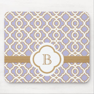 Tapis De Souris Décoré d'un monogramme marocain de lavande et d'