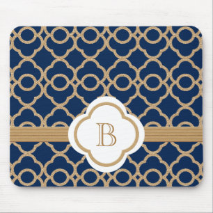 Tapis De Souris Décoré d'un monogramme marocain de saphir et d'o