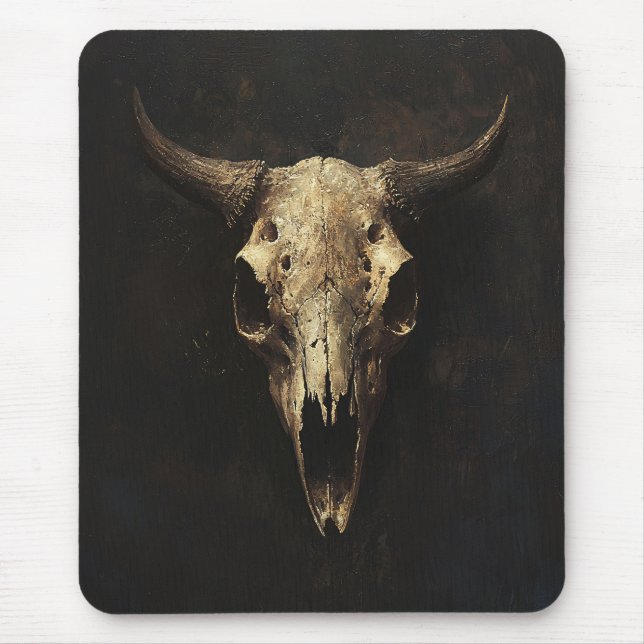 Tapis De Souris Découpage gothique du crâne taureau (Devant)