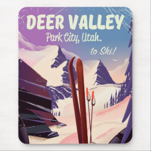 Tapis De Souris Deer Valley, Park City, Utah, affiche de voyage de